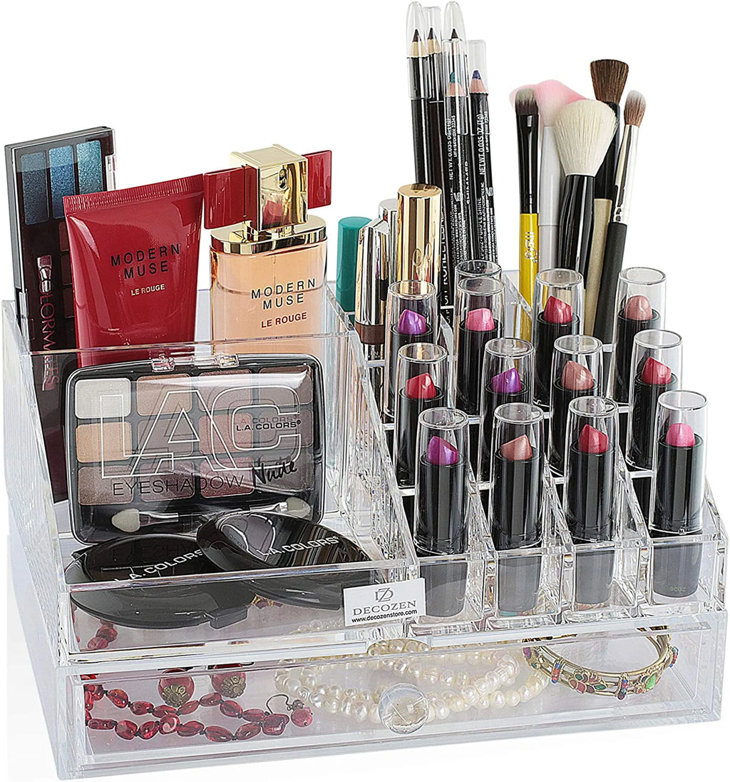 Clear Makeup Organizers - 19 Slots and 1 Drawer