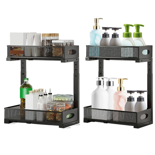 2Pcs Under Sink Organizer 2 Tier