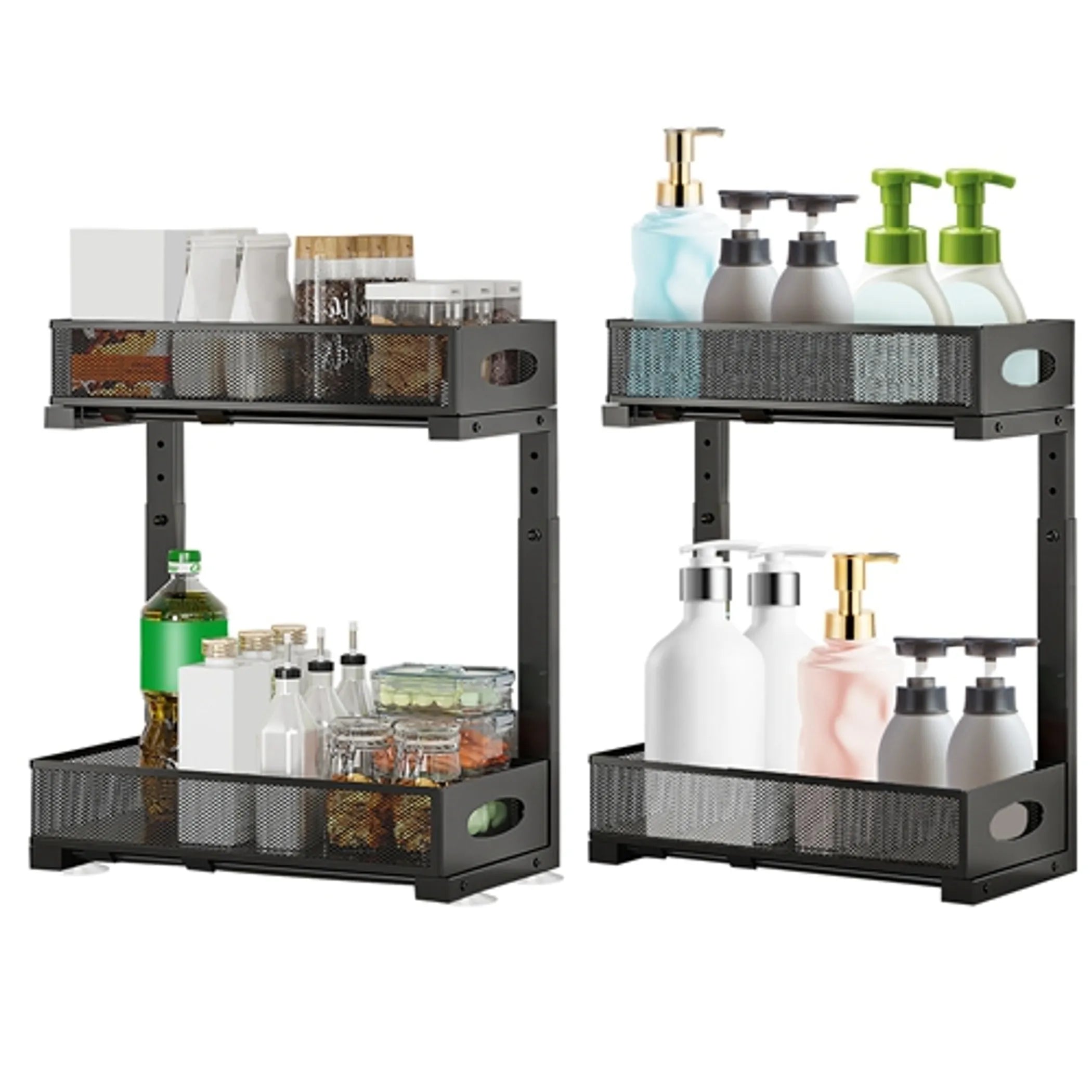 2Pcs Under Sink Organizer 2 Tier
