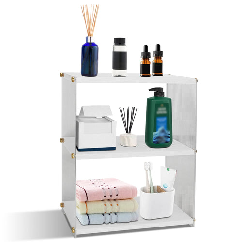 3-Tier Acrylic Countertop Organizer Bathroom Wood